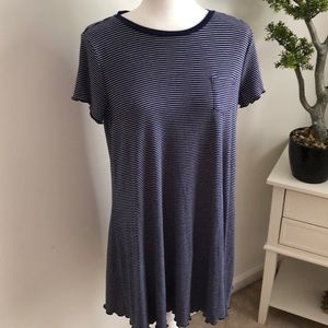 Love Fire Navy Blue Striped T-Shirt Dress